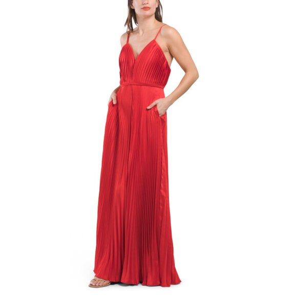 LEENA Red Pleated Jumpsuit